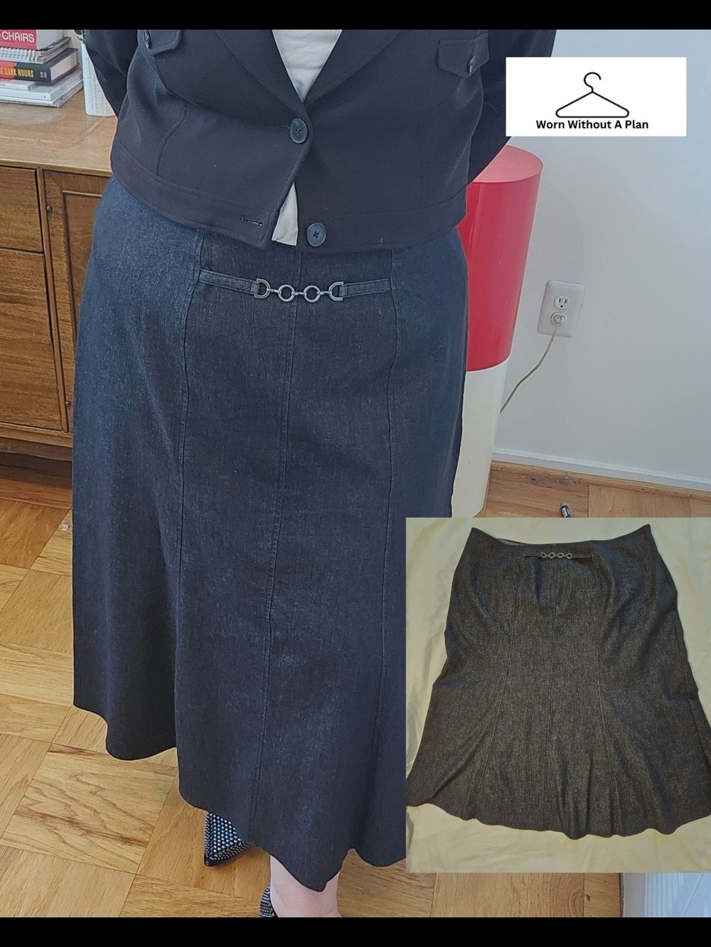 NY Company Dark Denim A-Line Skirt with Decorative Waistband Size 22